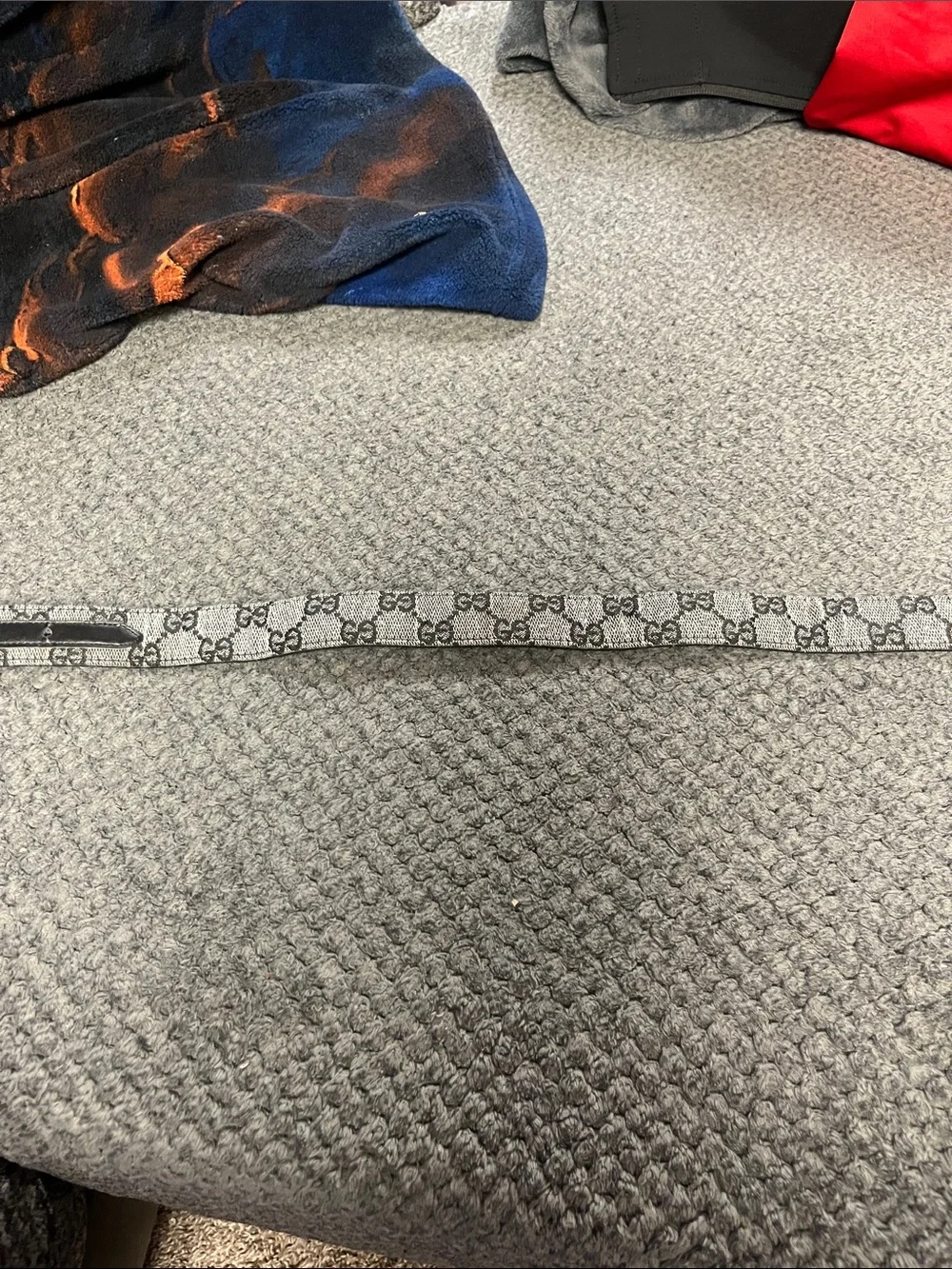 Gucci Black and Grey GG Monogram Buckle Belt